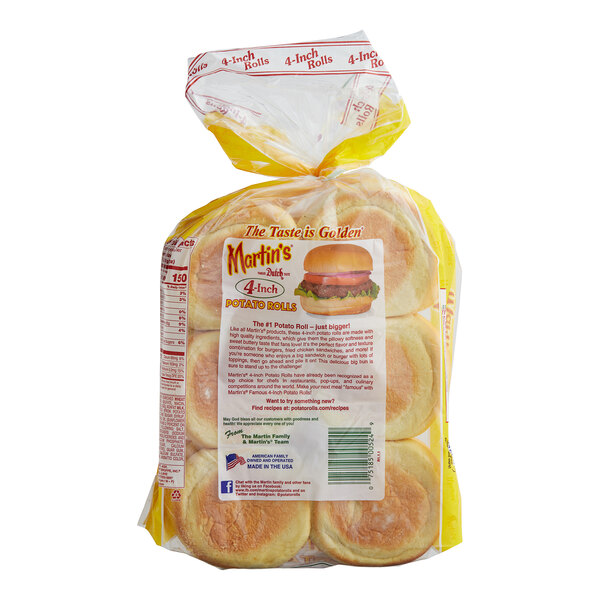 A bag of Martin's Famous Potato Sandwich Rolls.