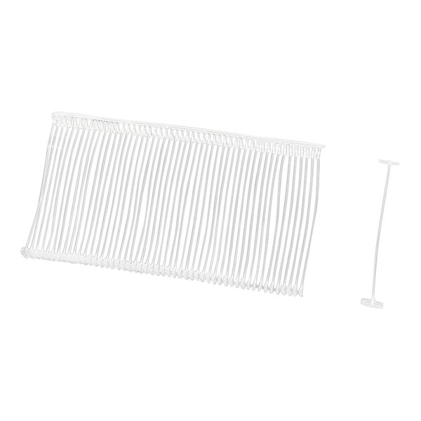 A white plastic object with many small white objects.