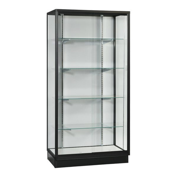 A 60" x 20" x 72" glass display showcase with shelves and sliding doors.