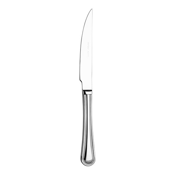 A silver knife with a metal pole handle.