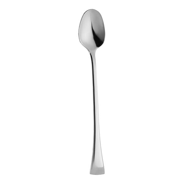 A close-up of a WNK Eclipse stainless steel iced tea spoon with a long handle.