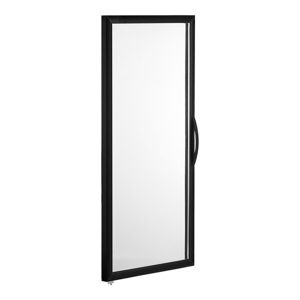 A black rectangular Main Street Equipment glass door with a handle.