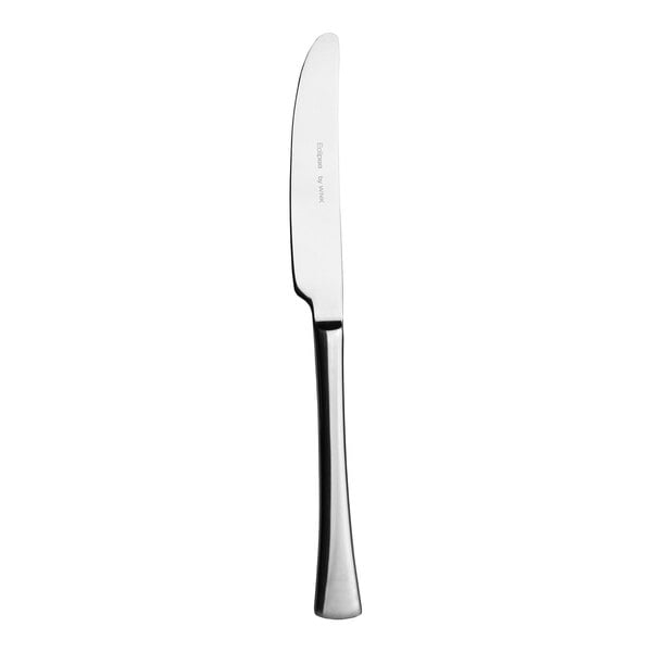 A close up of a WNK Eclipse stainless steel butter knife with a silver handle.