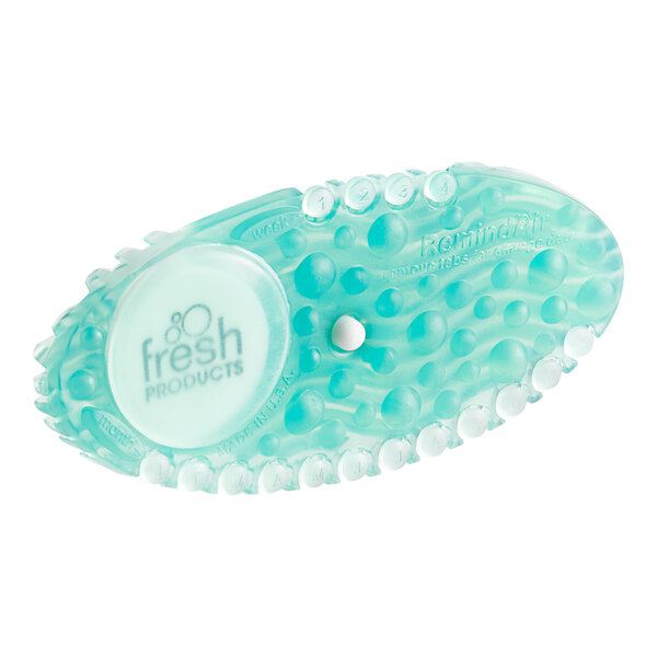 A blue and white Fresh Products Curve air freshener with a logo.
