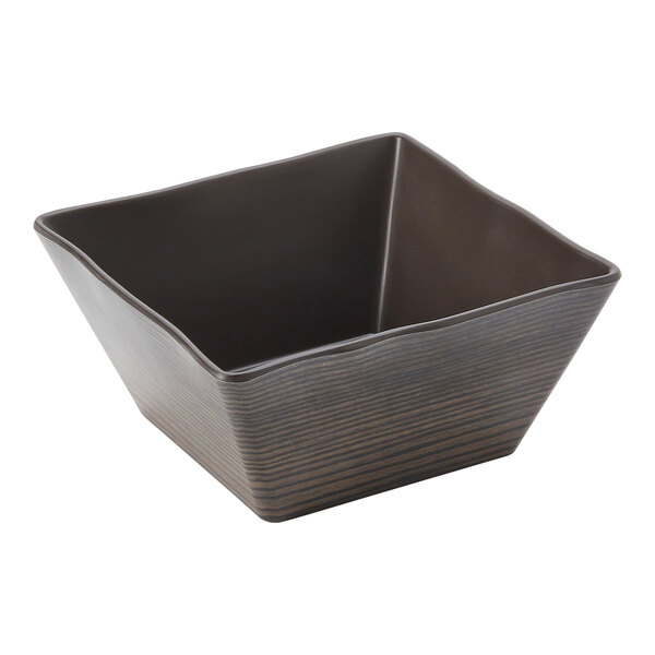 An American Metalcraft square walnut melamine bowl.