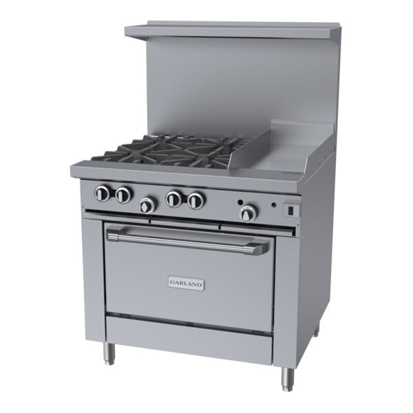 Garland G36-4G12C Liquid Propane 4 Burner 36" Range with 12" Griddle and Convection Oven - 170,000 BTU
