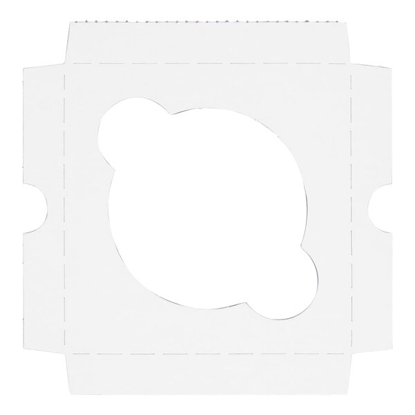 A white cardboard insert designed to hold one muffin or jumbo cupcake in a 4 1/2 inch by 4 1/2 inch box.
