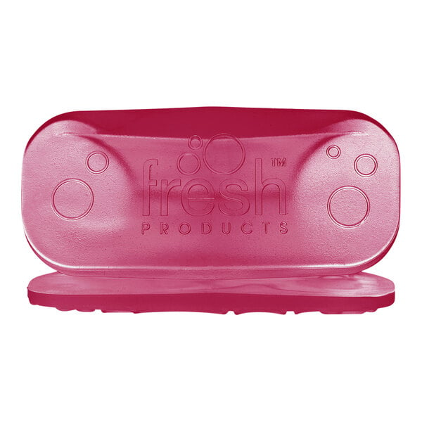 A pink plastic tray with the words "Fresh Products" on it.