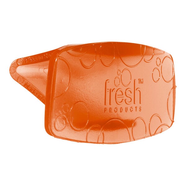 A Fresh Products mango-scented toilet bowl clip in orange plastic packaging.