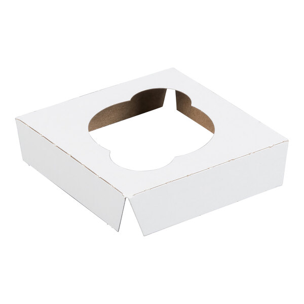 A white cardboard cupcake insert designed to hold one standard cupcake in a 4" x 4" box.
