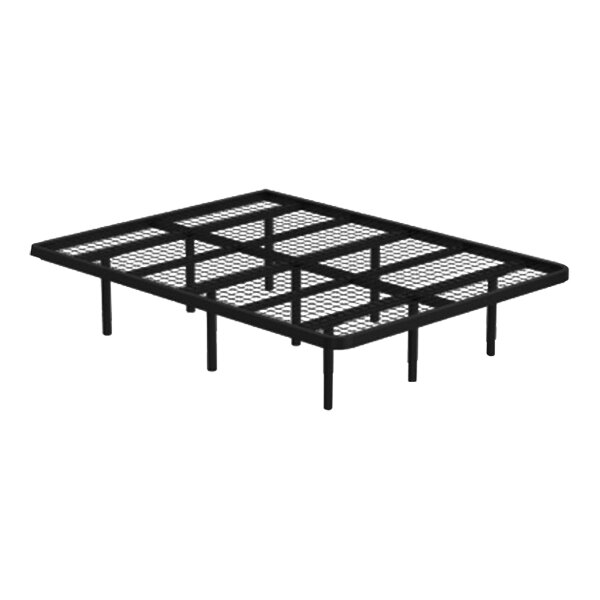 A black steel Rize Home Apex Pro platform bed base with grids.