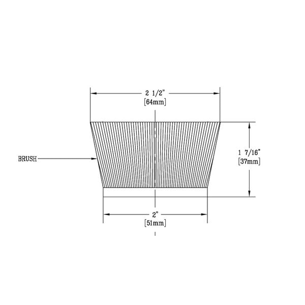 A diagram of a black rectangular brush attachment with measurements.