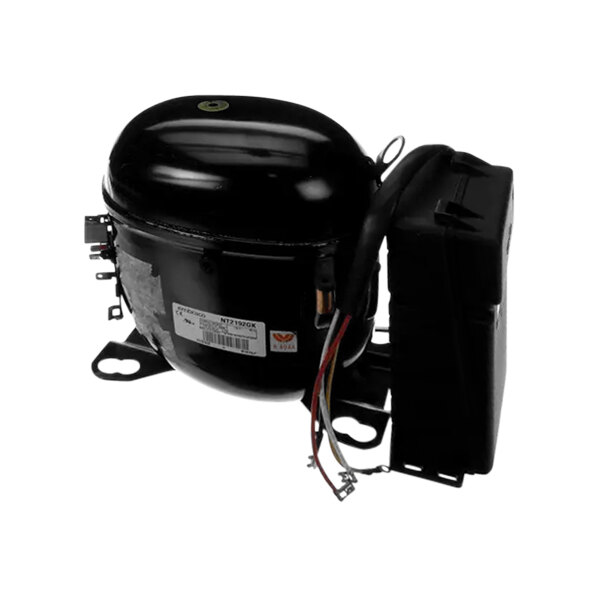 A black Turbo Air Refrigeration compressor inside a black box.