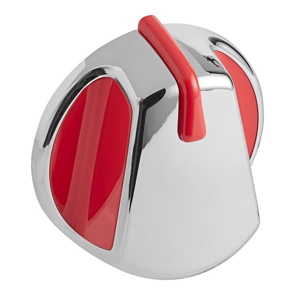 A silver and red Vulcan knob.