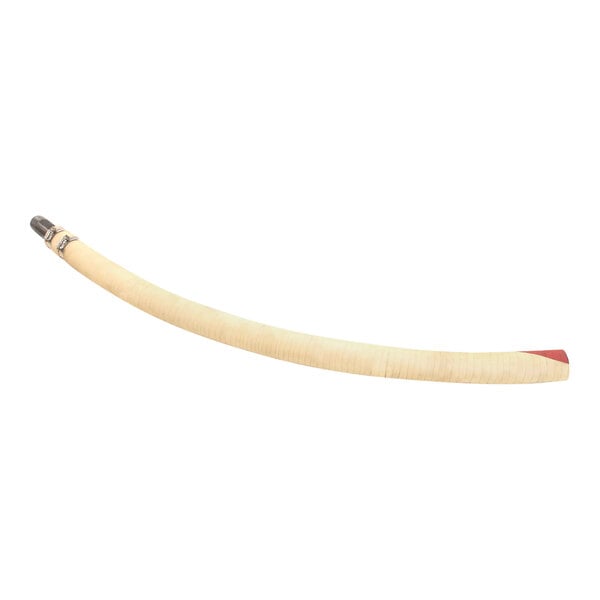 A long, thin tube with a curved white end and a red tip.