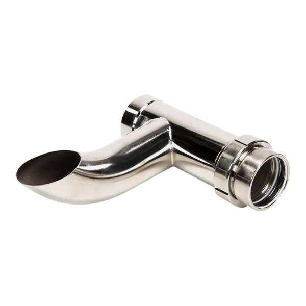 A metal Pitco drain line assembly with a nozzle.