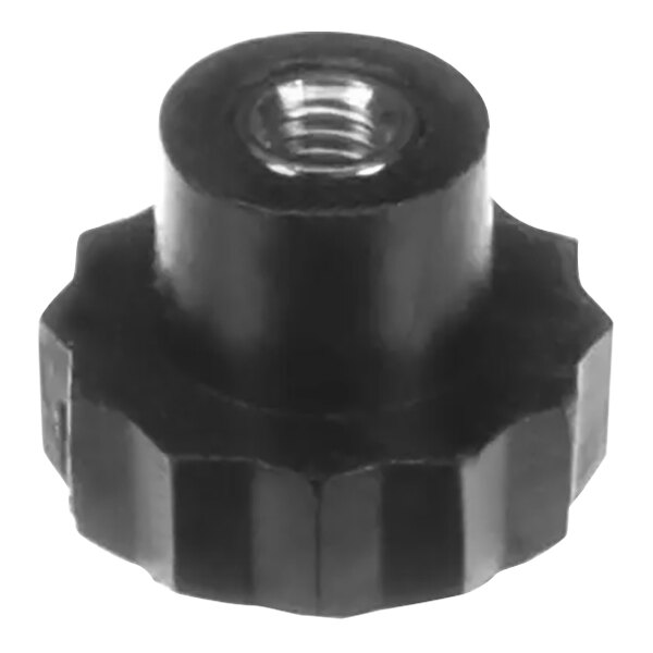 A black plastic Ice-O-Matic thumbnut.