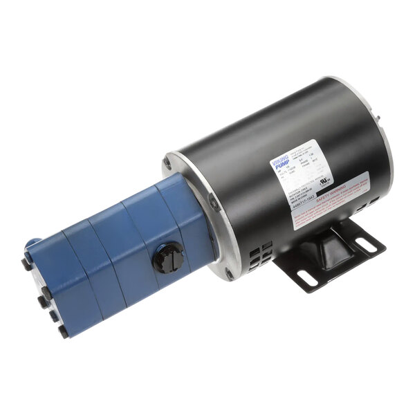 A black and blue Pitco pump assembly with a blue electric motor.