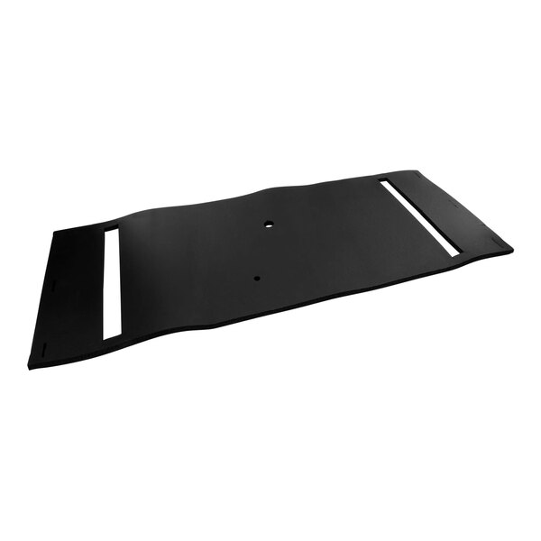 A black rectangular rubber board with holes.