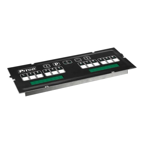 A black rectangular Pitco computer panel with white text and green buttons.