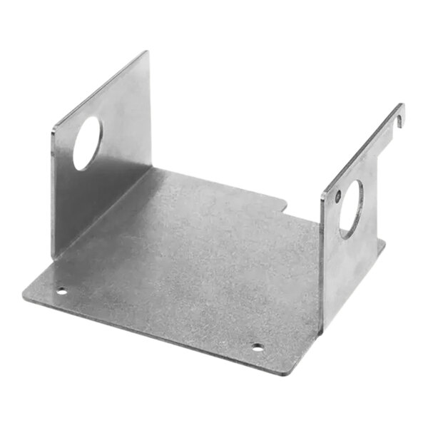 A metal corner bracket with holes.