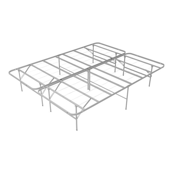 A Rize Home silver steel metal bed base with four legs.