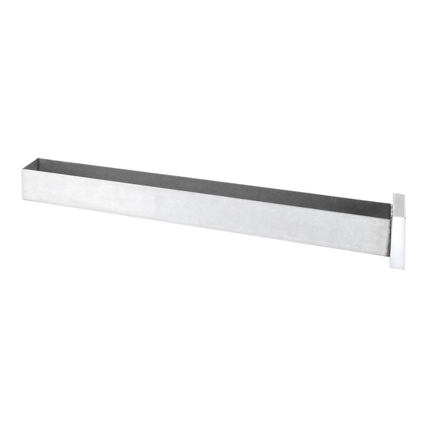 A stainless steel rectangular grease can with a black stripe.