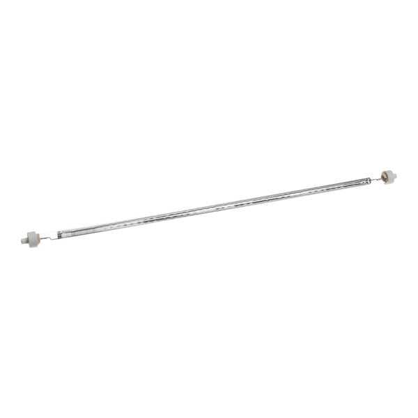 A long metal rod with white caps.