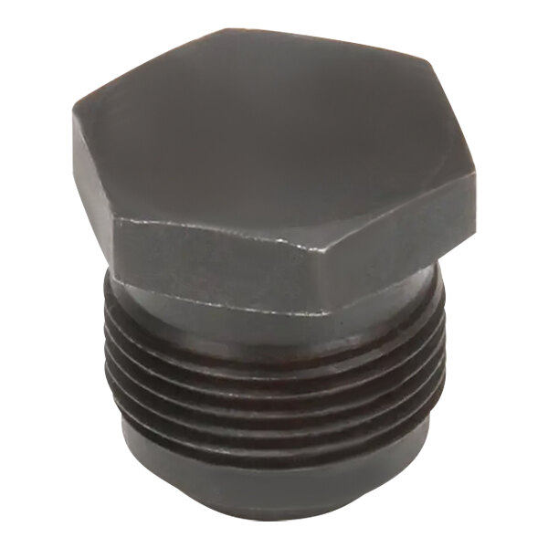 A black threaded plug with a hexagon end.