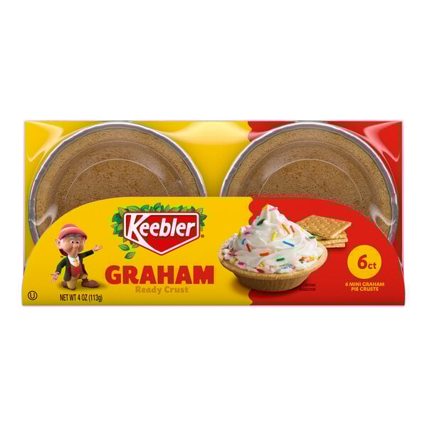 A package of Keebler Ready Crust Mini Graham Pie Shells containing six mini graham pie crusts.