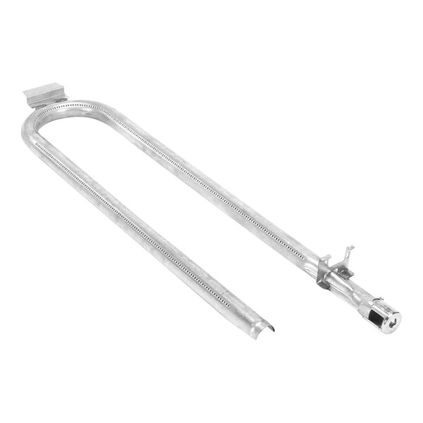 A stainless steel Vulcan burner assembly tube with a screw.