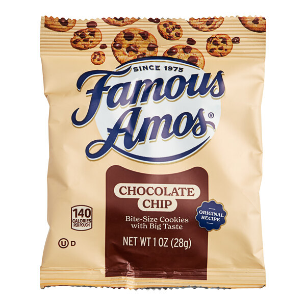 A package of FAMOUS AMOS Chocolate Chip Cookies.