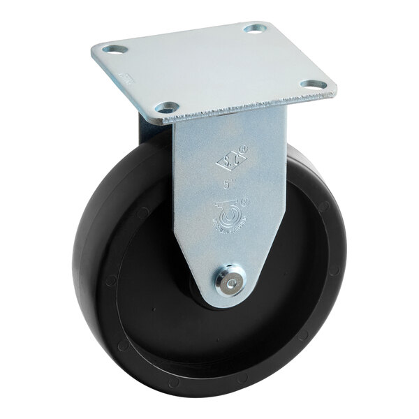 A rigid 5-inch caster wheel without a brake, featuring a metal mounting plate and a black wheel.