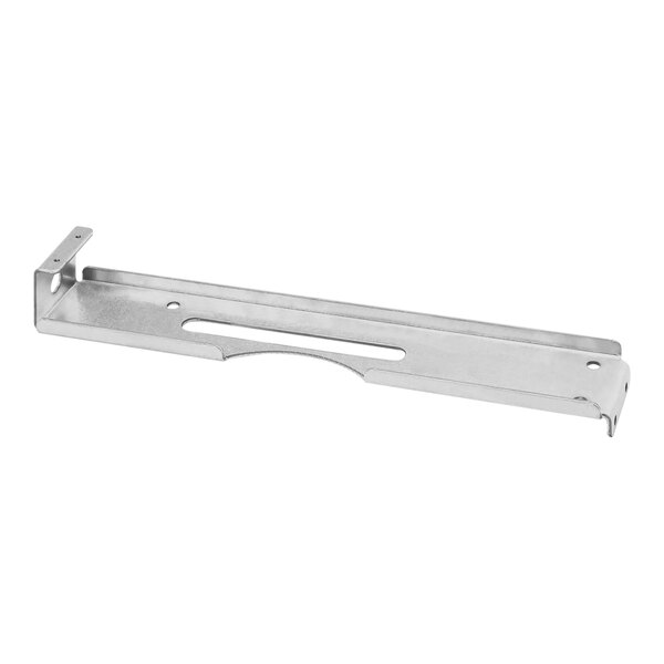 A silver metal Pitco drain bracket with a curved handle.