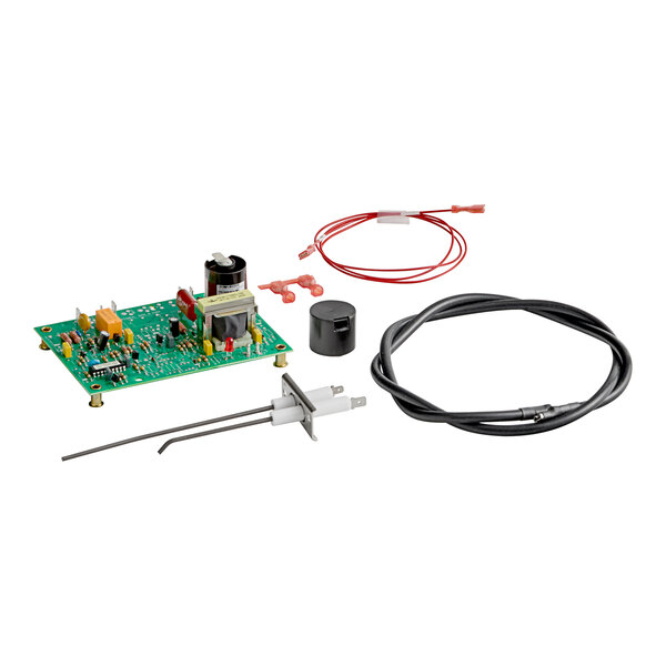 A Vulcan ignition kit with a green circuit board, wires, and a black cable.