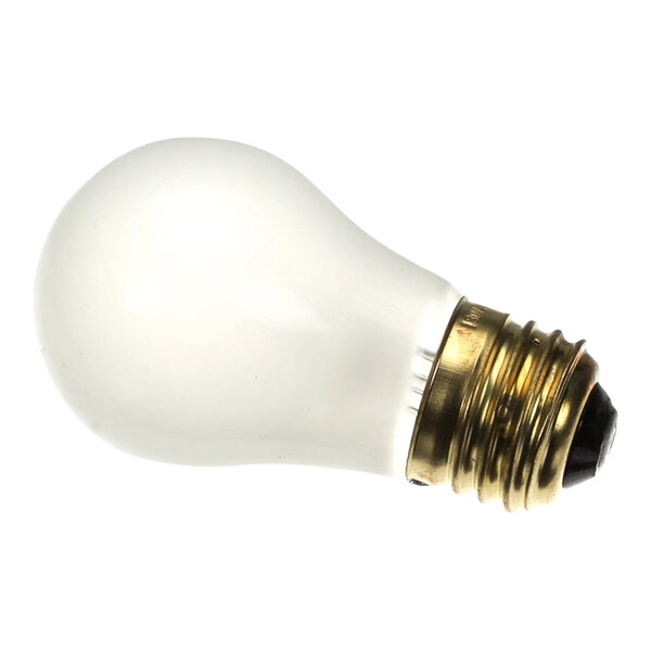 An Imperial Range frosted light bulb with a black base and gold cap.