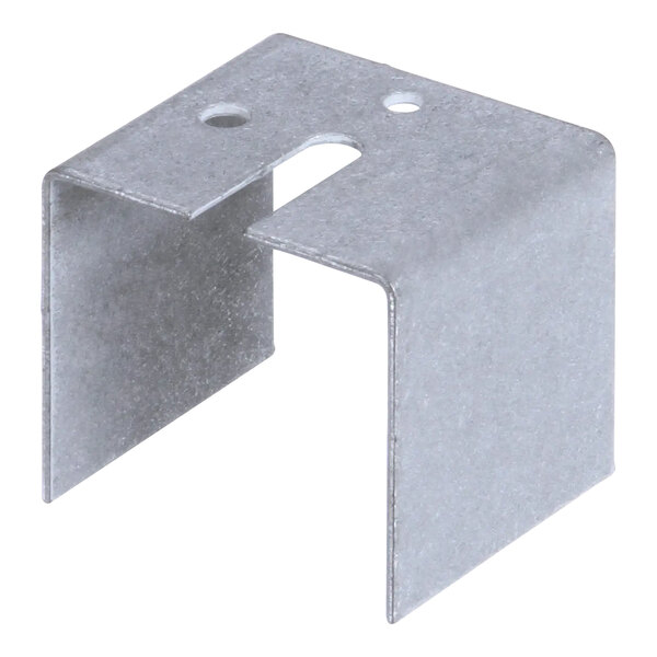 A metal Vulcan corner bracket with holes.