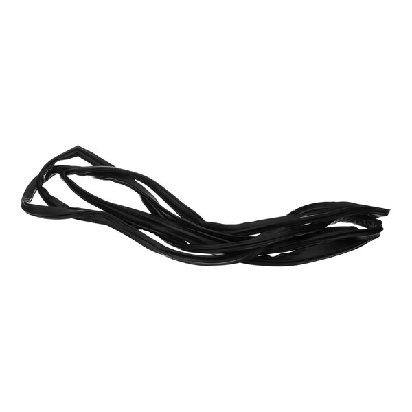 A black rubber gasket on a white background.