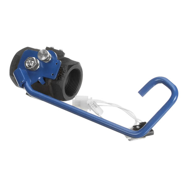 A blue pipe with a blue handle.