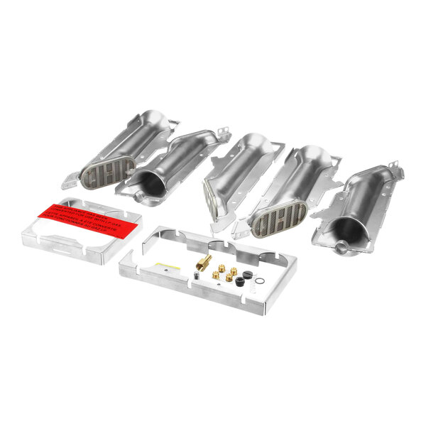 A group of Pitco metal parts with metal surfaces.