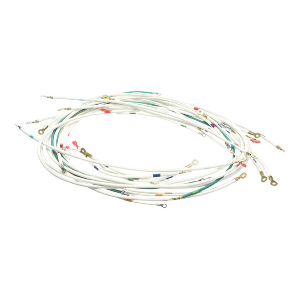 A Vulcan wiring kit with a white wire and colorful wires.