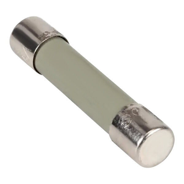 A close up of a silver and gray metal Pitco fuse.