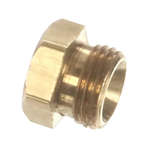 A brass threaded nut.