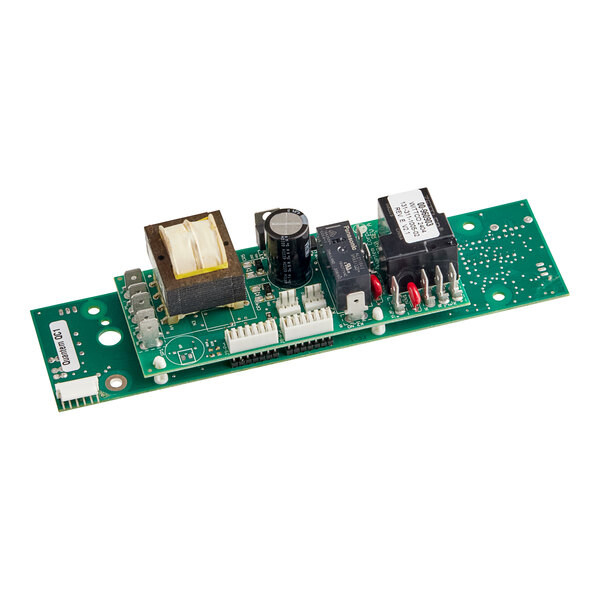 A close-up of a green Vulcan Quantem Temp controller circuit board with small electronic components.