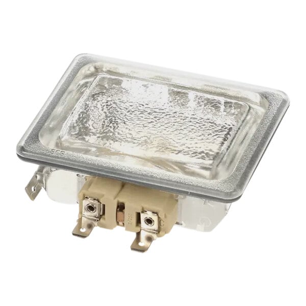 A clear square Vulcan light with a glass cover.