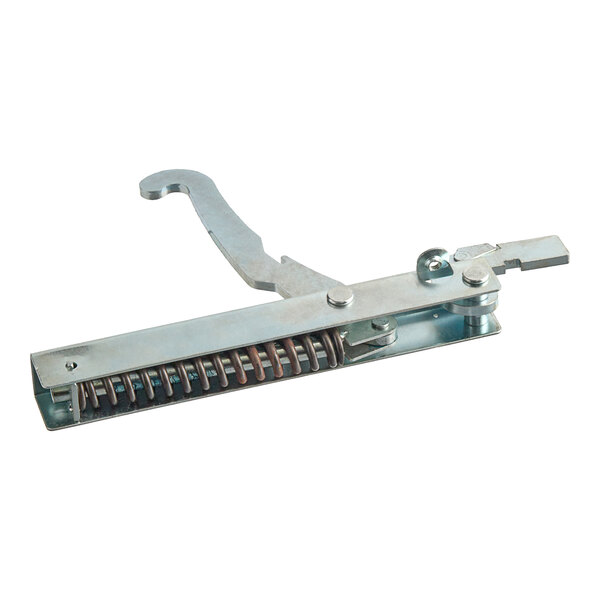 A metal Vulcan door hinge with a hook.