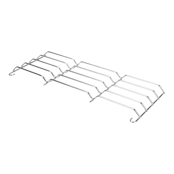 A wire rack with 3 curved metal bars.