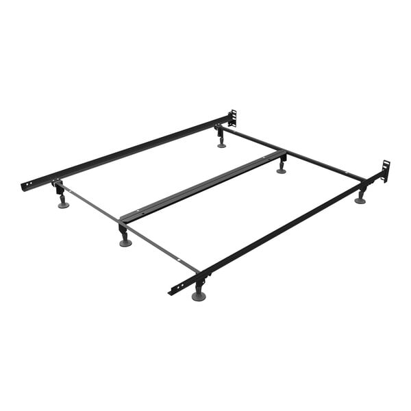 A Rize Home steel king bed frame with metal legs.