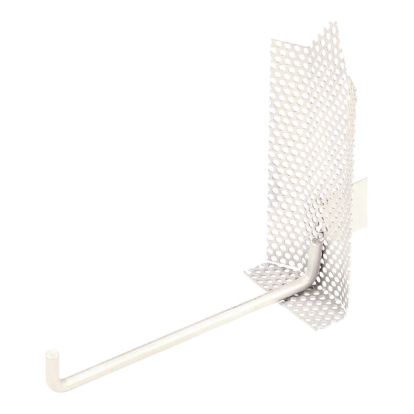 A white metal rod with a white mesh screen on the end.