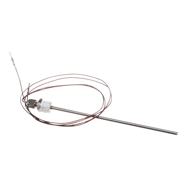 A Vulcan temperature probe with a wire attached to a metal rod.